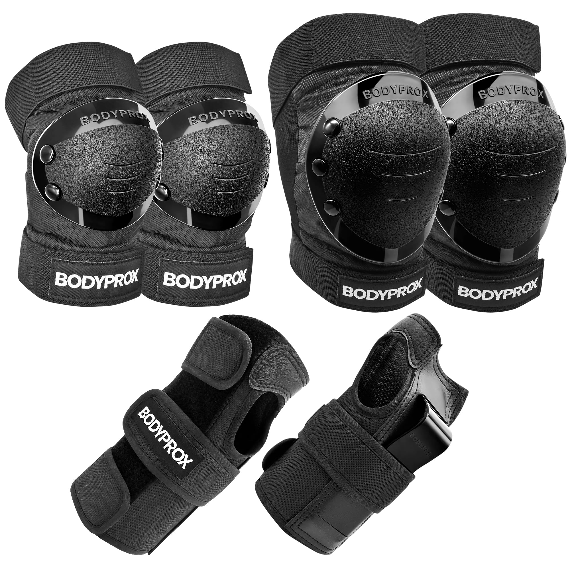 BODYPROX Knee Pads Elbow Pads Wrist Guards Set for Inline Skating, Skateboarding