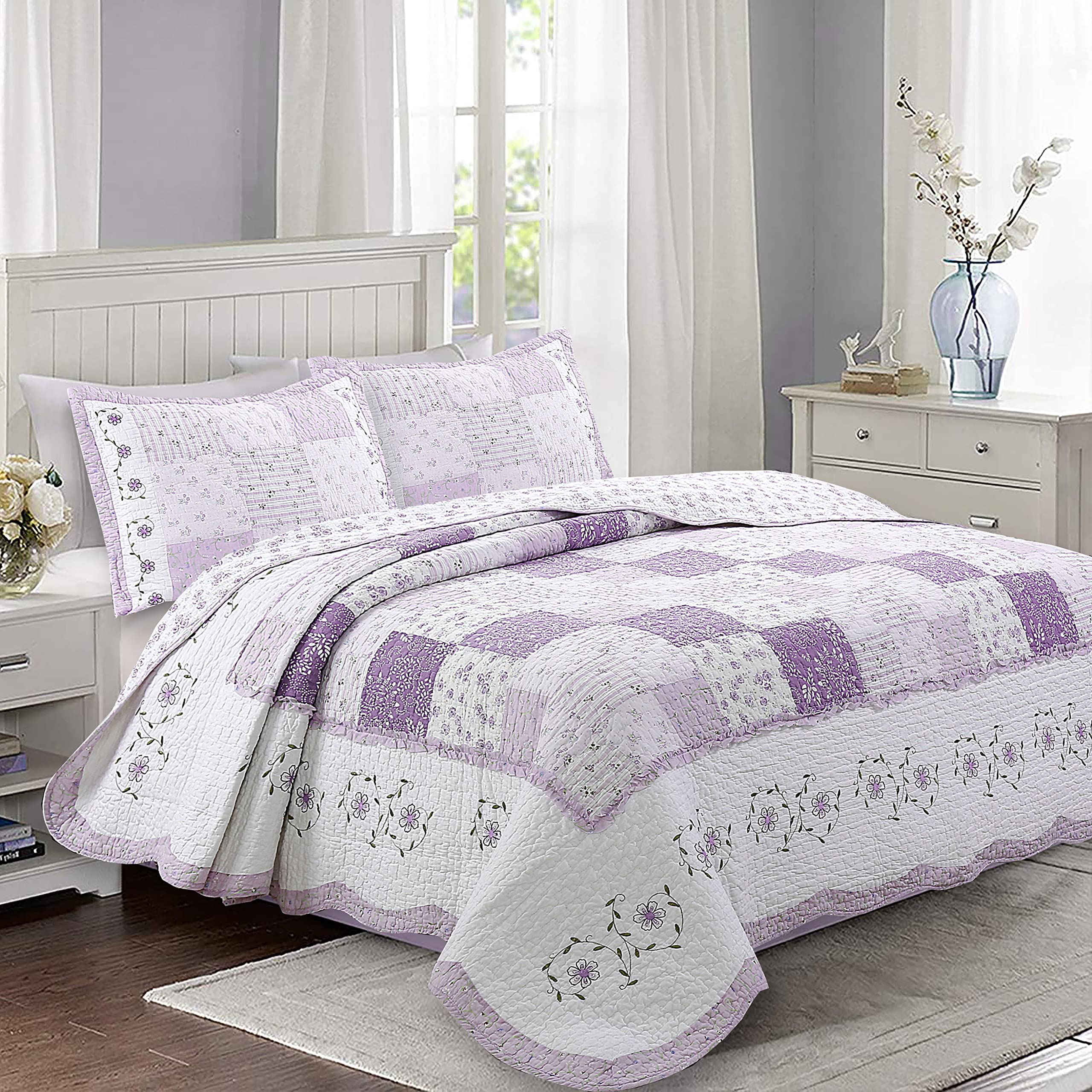 Cozy Line Home Fashions Love of Lilac 3 Piece Duvet Cover Set, Purple, Double