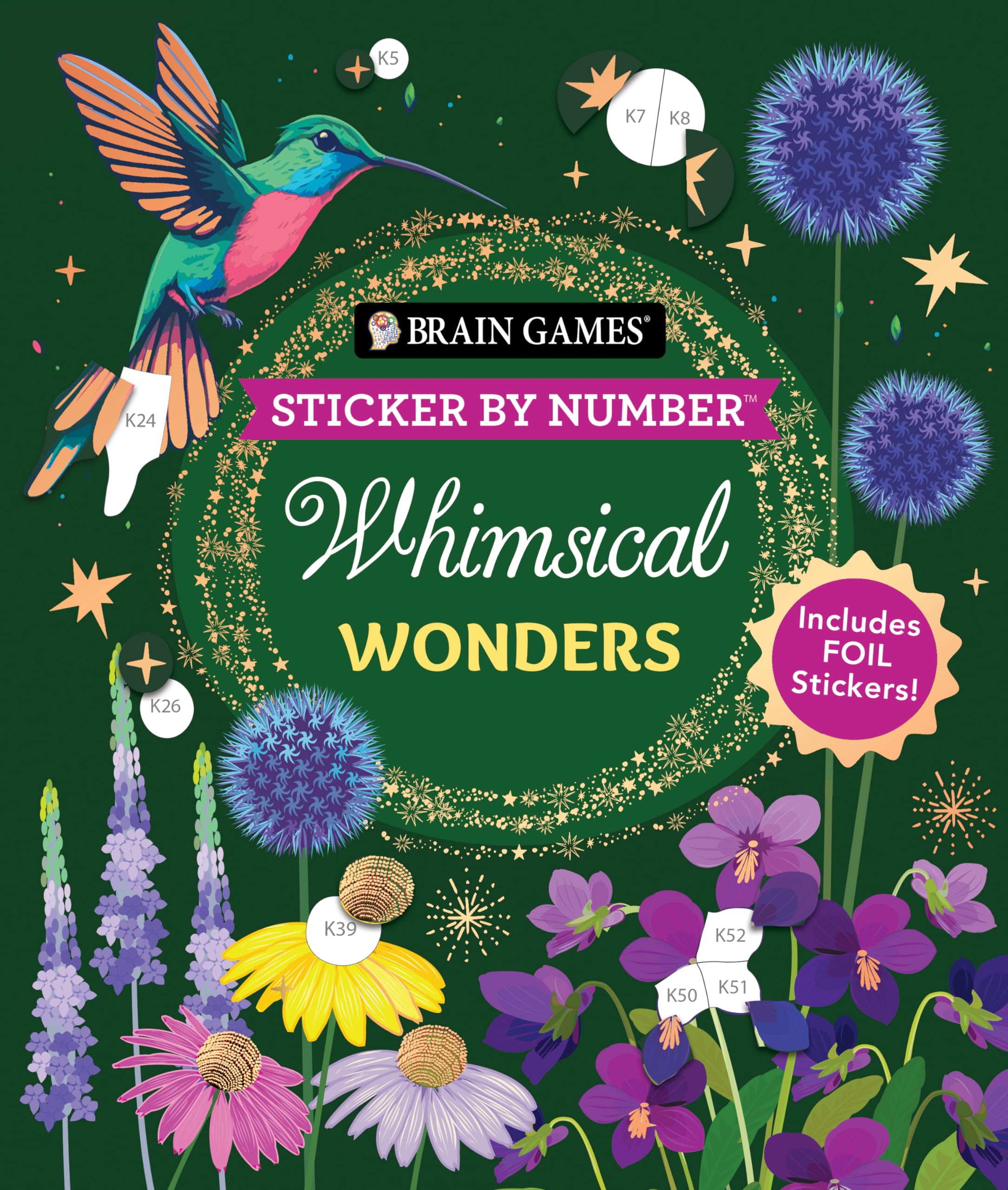 Brain Games - Sticker by Number: Whimsical Wonders (24 Images to Sticker): Inclu