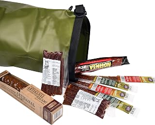 Carnivore Club Wild Game Sampler Set - Includes 8 Delicious Wild Game Meat Snacks - Comes Packed in a Hiking Dry Bag - Summer Sausage Meat Sticks Jerky Lover Gift - Gourmet Wild Game Assortment Gift Pack