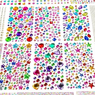 JIUZHU 7500+PCS Jewel Stickers for Crafts, Self Adhesive Gem Stickers Kit, Acrylic Rhinestone Stickers Assorted Shapes for Scrapbooking, Card Making, DIY Projects, Party Decorations