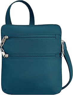 Travelon Anti-theft Classic Slim Double Zip Crossbody, Teal, One Size, Travelon Anti-theft Classic Slim Double Zip Crossbody