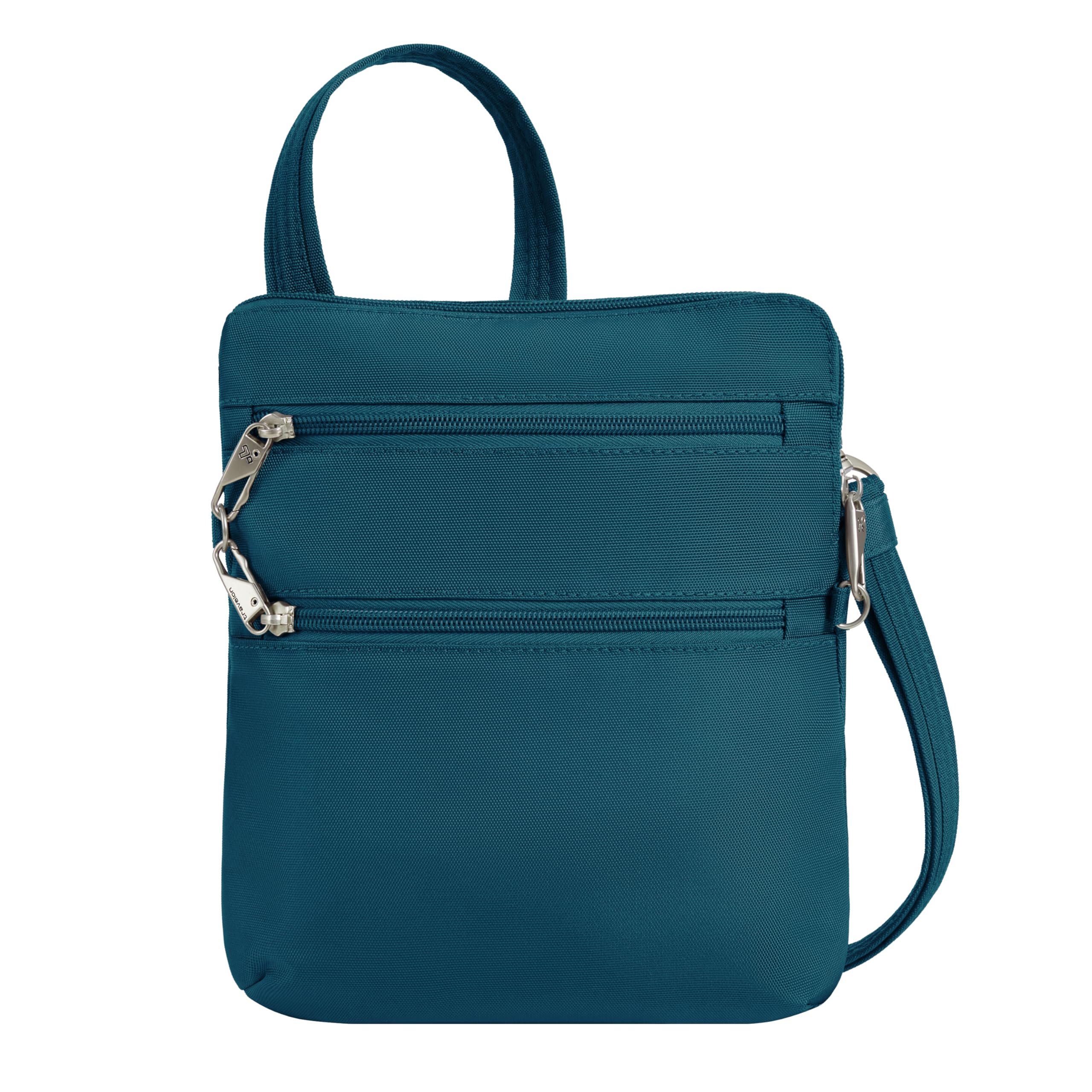 Travelon Anti-theft Classic Slim Double Zip Crossbody, Teal, One Size, Travelon 