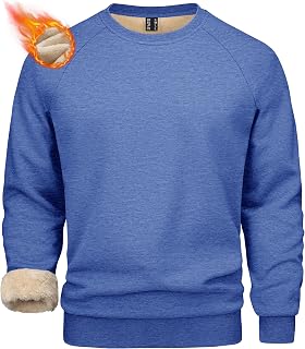 MAGCOMSEN Felpe da uomo foderate in sherpa, pullover in pile pesante, calda felpa invernale girocollo