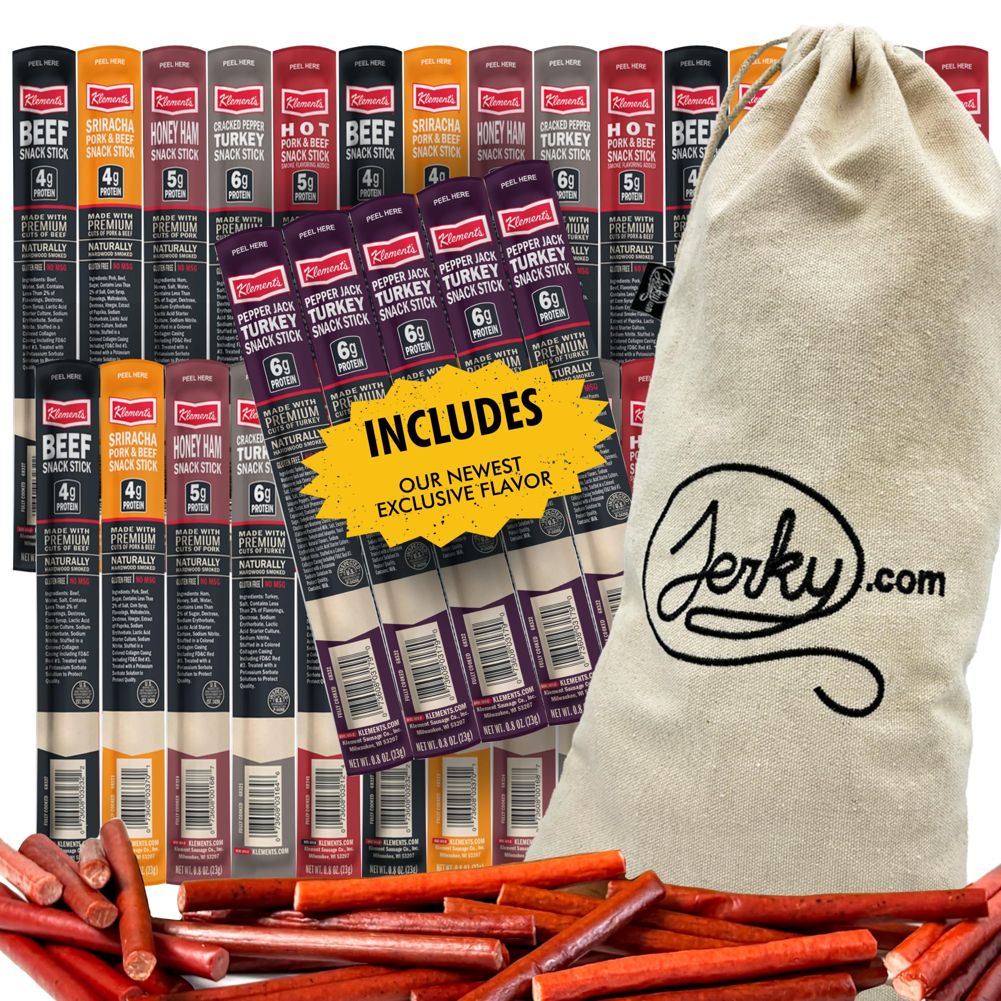 Jerky.com Beef Jerky Gifts for Men 30pc Meat Sticks Variety Pack | Christmas Gif