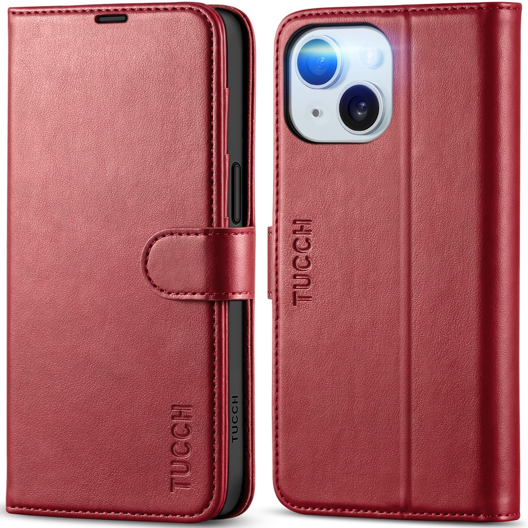 TUCCH Case for iPhone 15 (6.1 Inch) Mobile Phone Case 2023 Cover, Dark Red