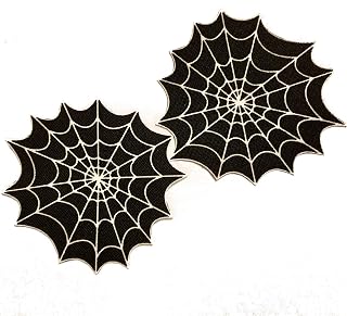 Black Satin Spiderweb Pasties, 2.5-Inch Self-Adhesive Nipple Covers for Halloween Costumes, Raves, Festivals and Lingerie, Hypoallergenic 3M Medical-Grade Adhesive, Handmade in USA