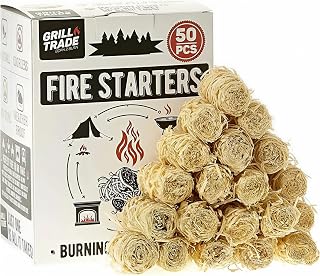 Fire Starters, 50 Count Natural Fire Starters for Grill and Charcoal, Fire Starters for Fireplace, Fire Pit and Campfires, Odorless All Weather Fire Starter for BBQ, Smoker and Pellet Stove