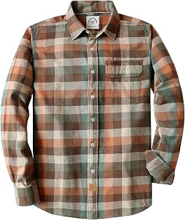 Dubinik® 6 oz Flannel Shirt for Men Long Sleeve Button Down Cotton Plaid