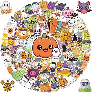 Anwyll Halloween Stickers - 100 Pcs Halloween Party Favors | Cute Halloween Stickers Bulk Vinyl Waterproof Halloween Decoations for Goodie Bags Treats Gifts Crafts Prizes Water Bottles