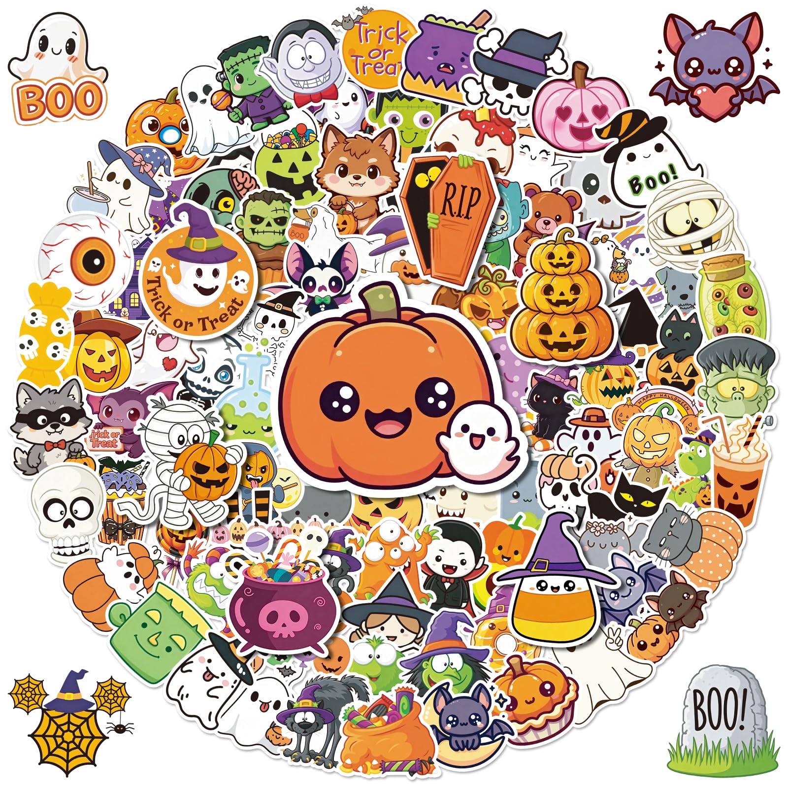 Anwyll Halloween Stickers - 100 Pcs Halloween Party Favors | Cute Halloween Stic