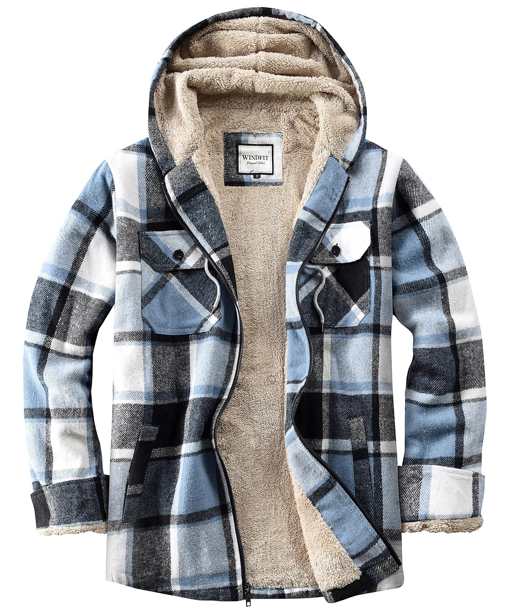 WINDFIT Womens Fleece Flannel Jacket Full Zip Plaid Sherpa Lined Jacket for Wome