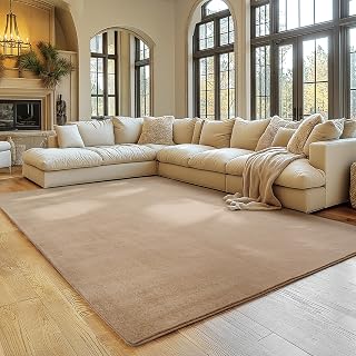 Simpex Rug Cream 240 x 340 cm Washable Short Pile Rug, Non-Slip & Soft, Modern Plain Design for Living Room, Bedroom, Kitchen & Children's Room