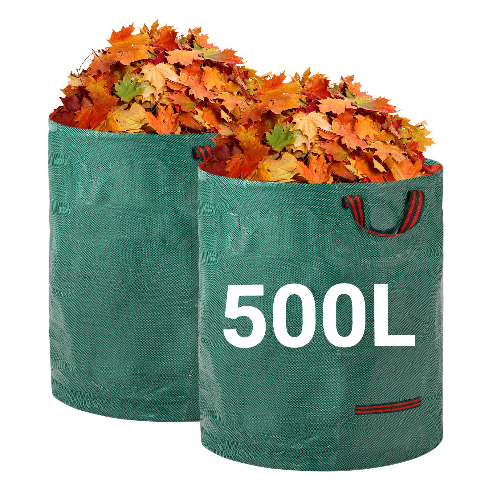 Velway Heavy Duty Garden Waste Bags 500L x 2 Pack Reusable | Garden Bags with Fo