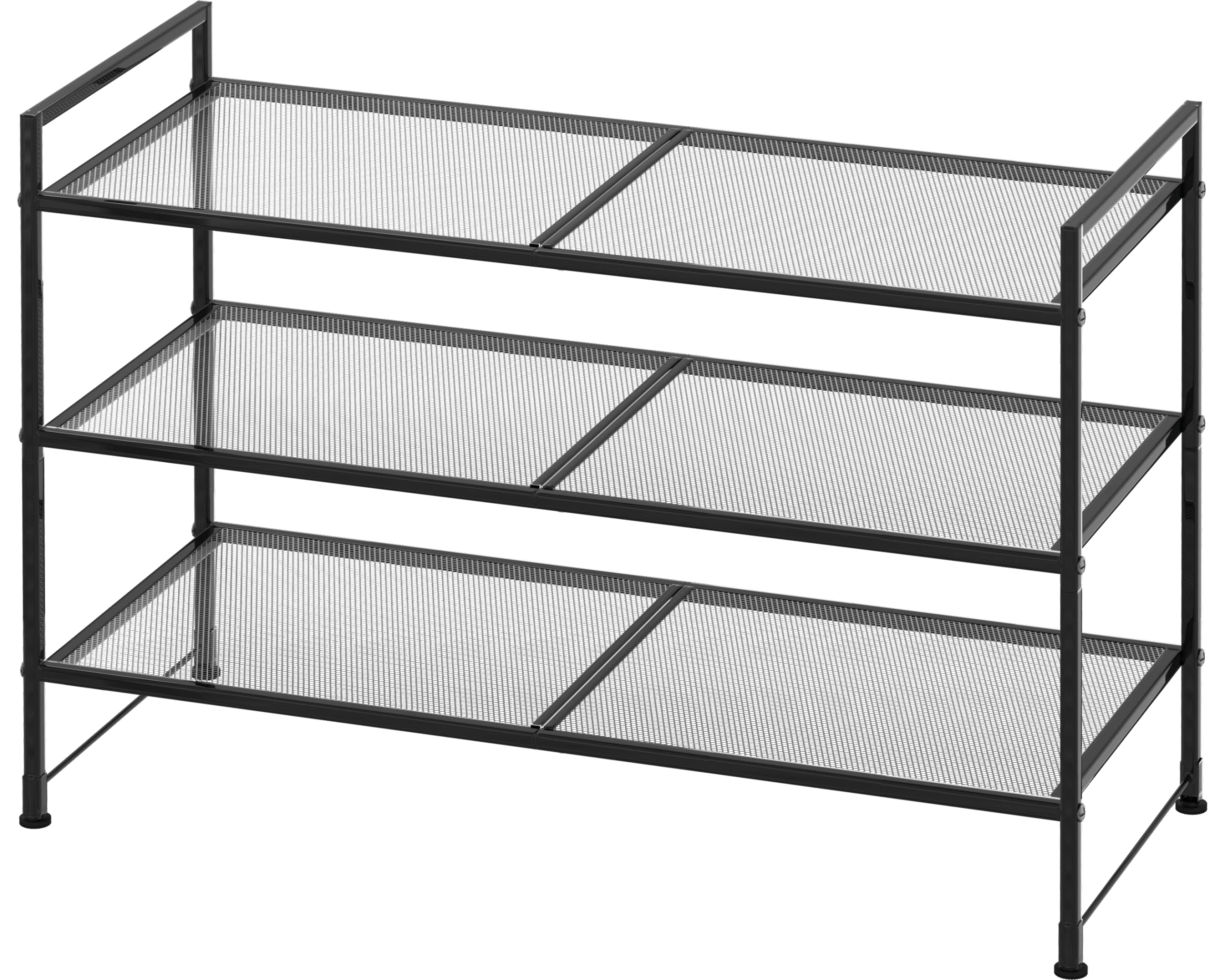 Simple Houseware 3-Tier Stackable Mesh Shoe Rack, Black | 9 Pairs of Shoes Stora