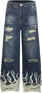QIMYUM Men's Wide-Leg Baggy Flex Jeans Relaxed Loose Fit Long Denim Pants