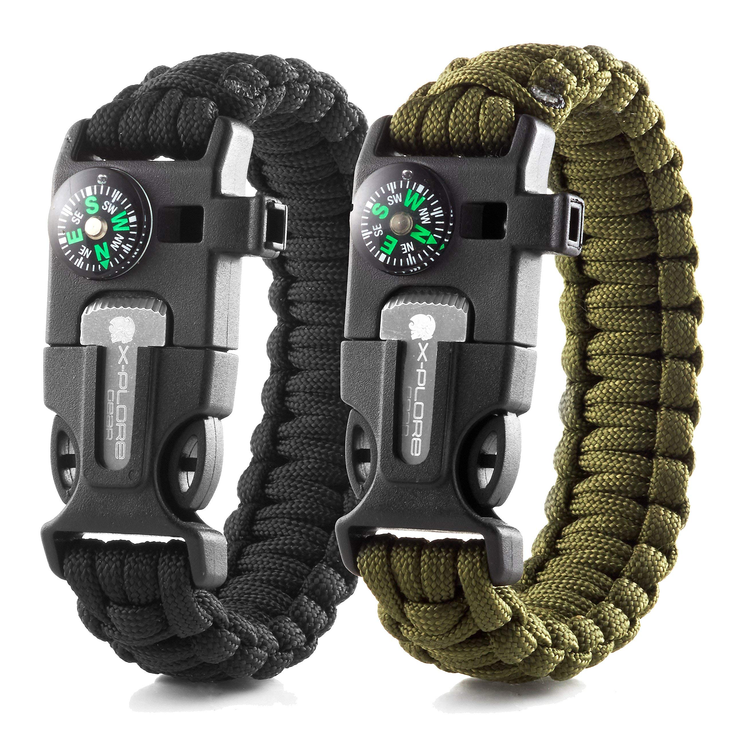X-Plore Gear Emergency Paracord Bracelets | Set Of 2| The ULTIMATE Tactical Surv