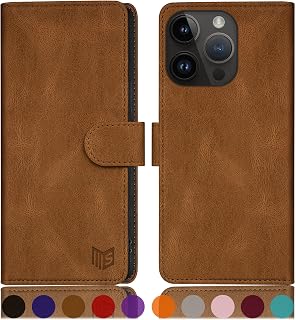 SUANPOT Design for iPhone 15 Pro Max 6.7" Wallet case with RFID Credit Card Holder,Flip Book PU Leather Cover Women Men for Apple 15ProMax Phone case Light Coffee