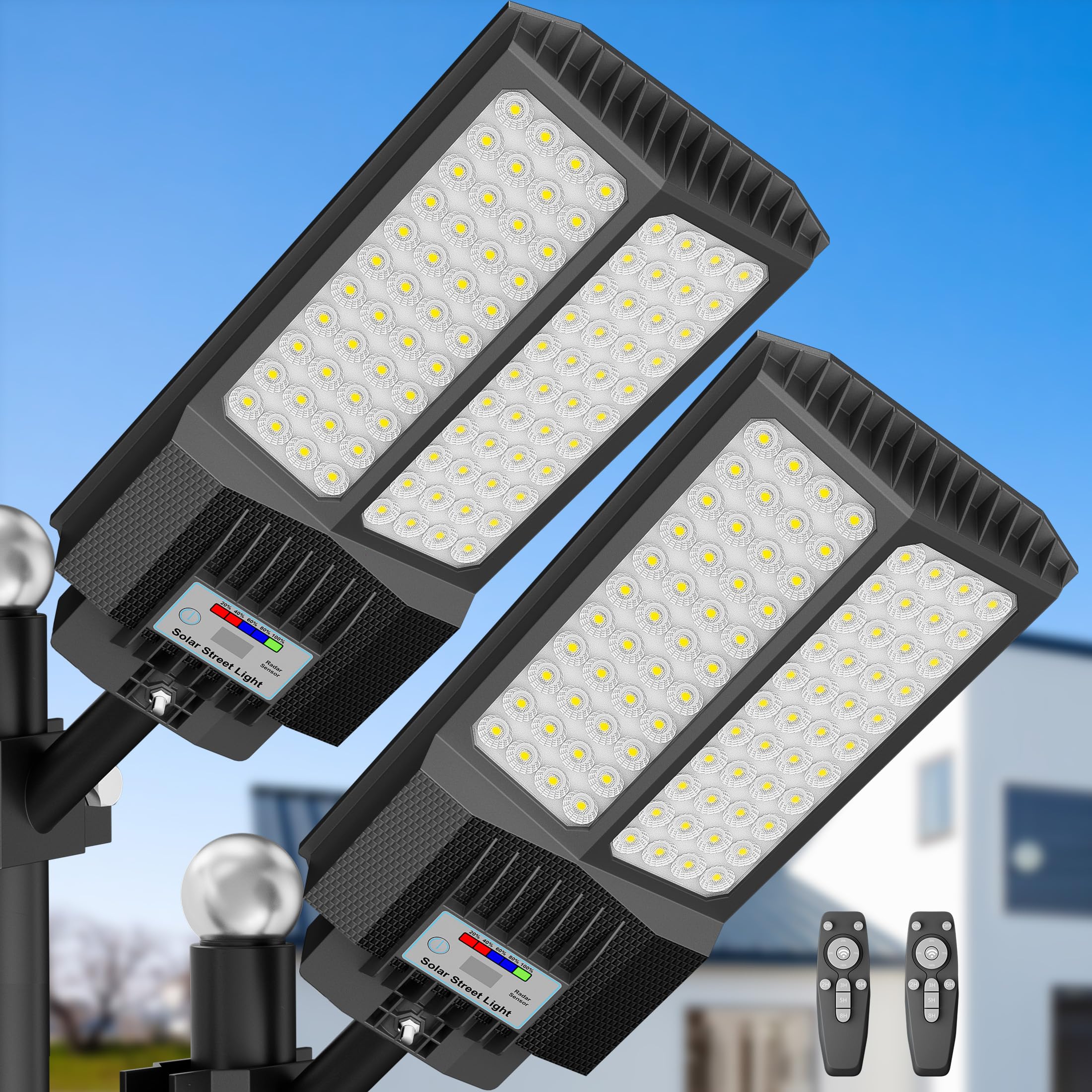 XCQMHF Solar Lights Outdoor Waterproof - 9000W Dusk to Dawn Solar Street Lights 
