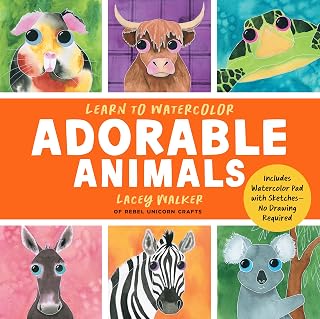 Learn to Watercolor Adorable Animals: 20 Step-by-Step Beginner-Friendly Lessons on Watercolor Paper - Includes Watercolor Pad with Sketches–No Drawing Required