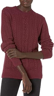 Amazon Essentials Women's Soft Crew Neck Long Sleeve Fisherman Style Cable Knit Sweater (Available in Plus Size)