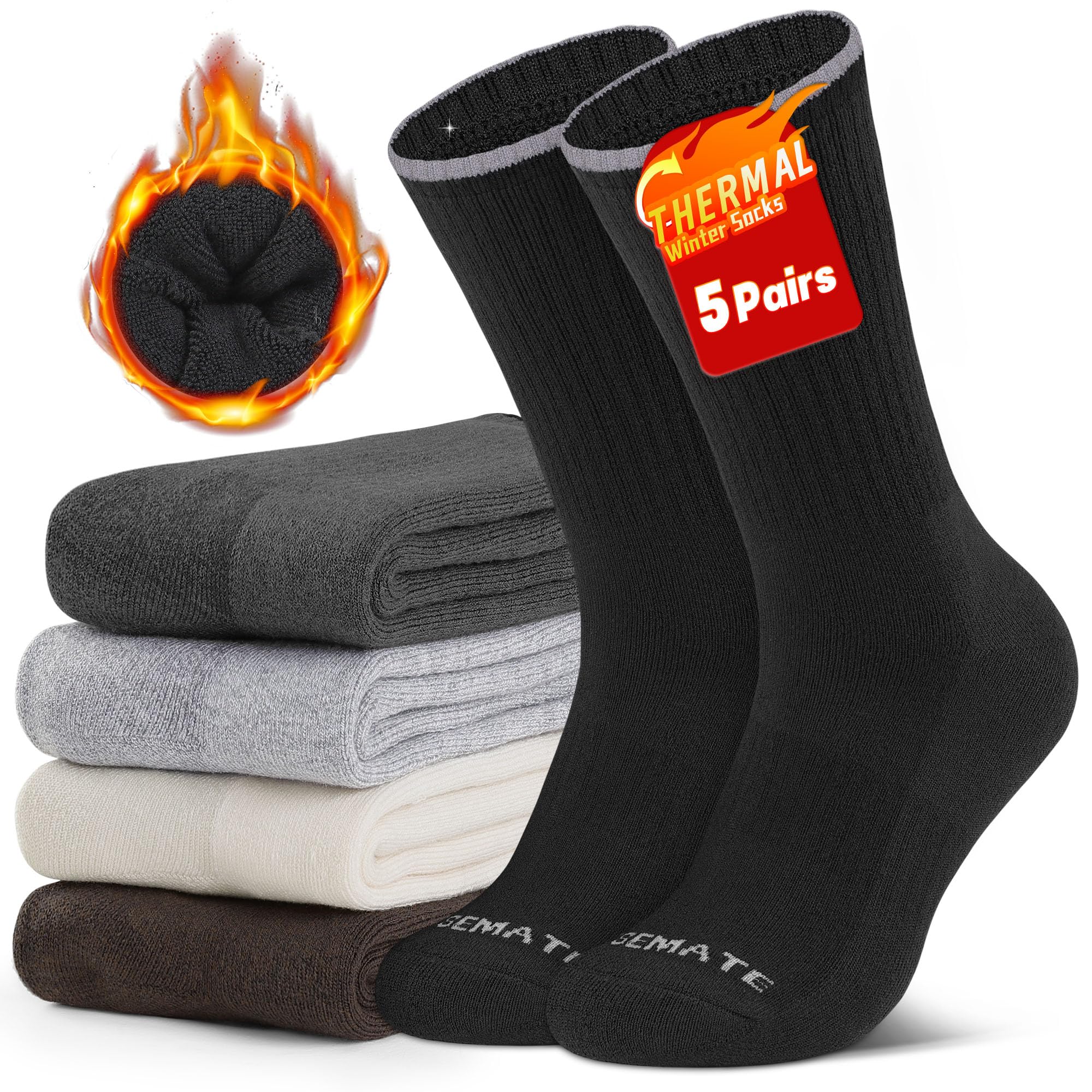 CLOSEMATE Thermal Socks Men Women Cotton 5 Pairs