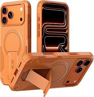 ONES for iPhone 18 Pro / 17 Pro Case, MIL Grade Drop Proof, Dual Layer Shockproof, Corner Airbag, Built-in Ring Stand, Compatible with MagSafe, Matte Non-Slip Armor Phone Case, 6.3 Inch, Orange