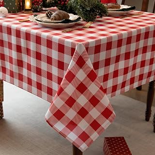 Waterproof Plaid Tablecloth Rectangle 58 x 84 Inch Classic Gingham Buffalo Check Tablecloth for Indoor Outdoor Washable Tablecloth for Kitchen, BBQs and
