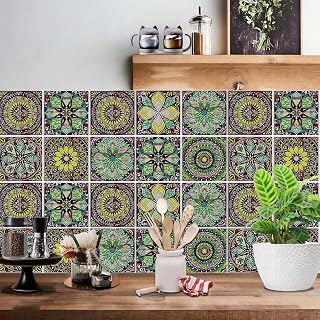 24 Pieces Style Self-Adhesive Wall Tiles, Removable Peel and Stick Backsplash, Decorative Wall Stickers for Kitchen, Bathroom, Living Room, Home Furniture, HZ71