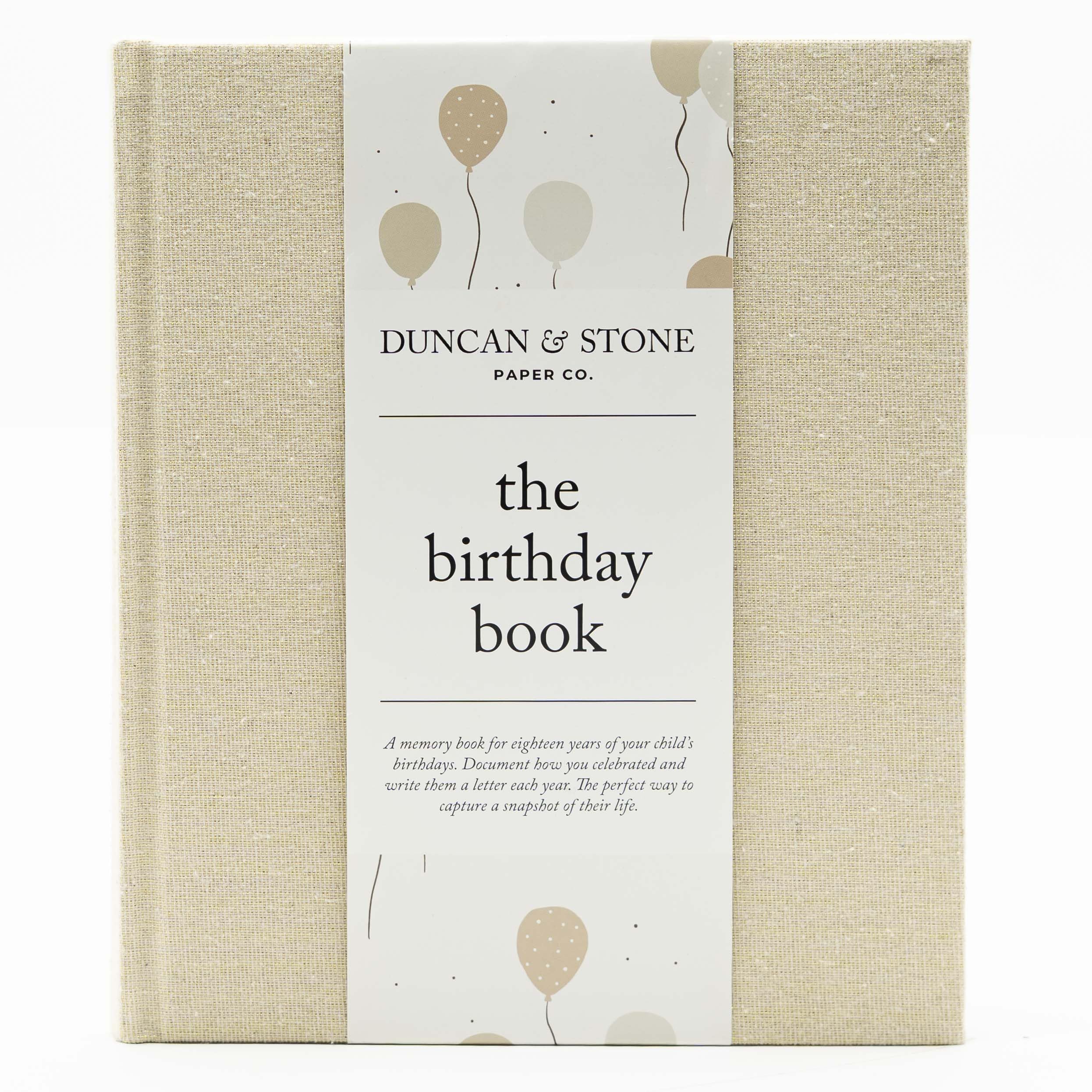 Duncan &amp; Stone Paper Co. Hardcover Birthday Book &amp; Baby Memory Album, 72