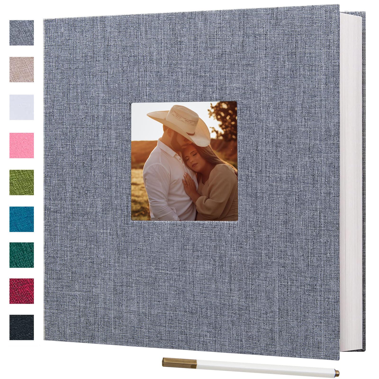 Finksy Large Photo Album Self Adhesive for 3x5 4x6 5x7 8x10 Pictures Linen Scrap