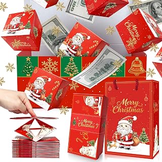 TOYEISHI Christmas Surprise Explosion Gift Box, Auto Pop Up Cash Money Box