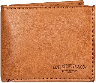Levi's 31LV130028 Men's Wallet, Bi-Fold, No Coin Purse, Medium Belt, Pass Case, Genuine Leather, Tan Brown
