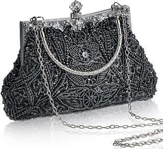 Amylove 1920s Beaded Clutch Evening Bag for Women Wedding Party