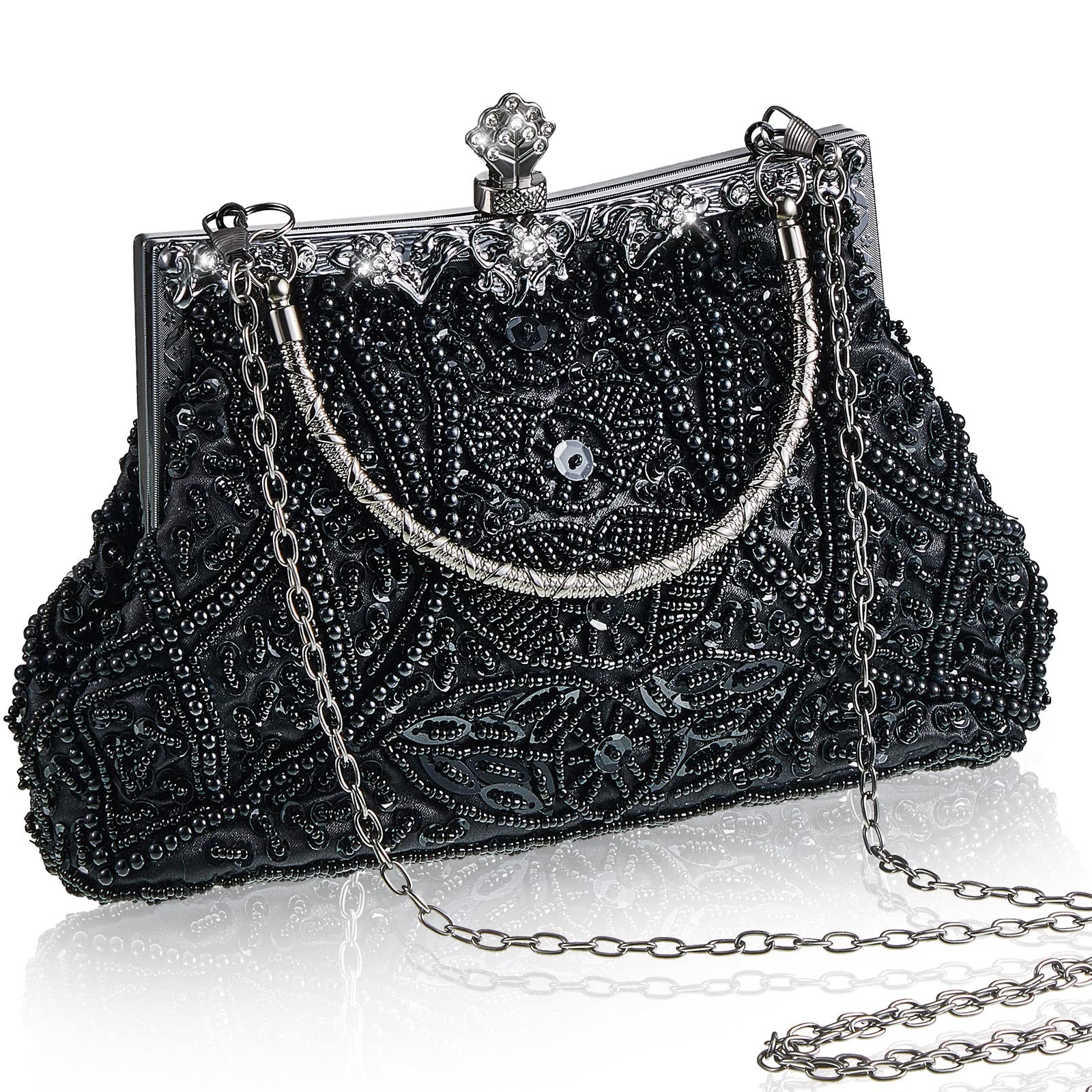 Amylove 1920s Beaded Clutch Evening Bag for Women Wedding Party