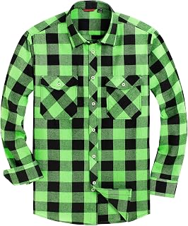 Alimens & Gentle Men's Button Down Regular Fit Long Sleeve Plaid Flannel Casual Shirts
