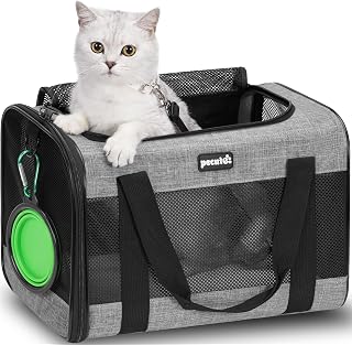 pecute® Cat Carrier Large, Breathable Pet Carrier Bag, Dog Carrier M, Grey