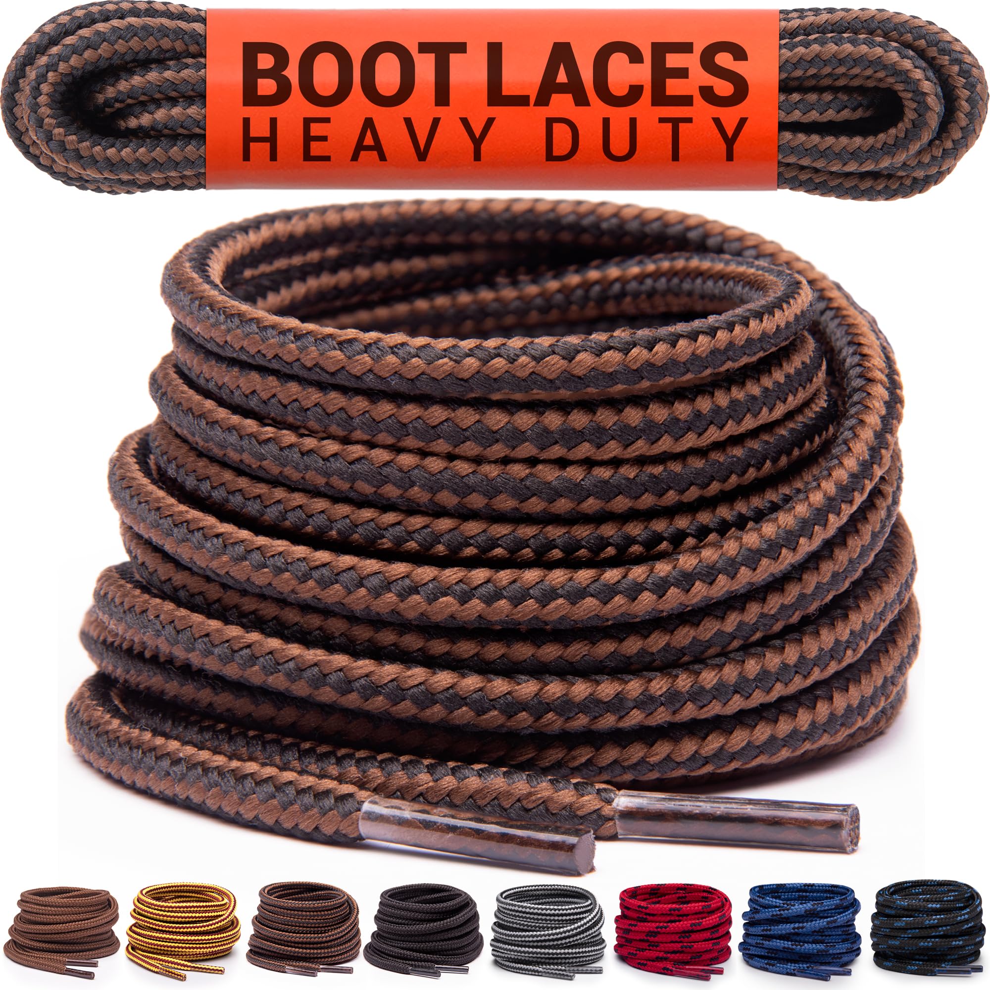 Miscly Round Boot Laces [1 Pair] Heavy Duty and Durable Shoelaces for Boots, Wor