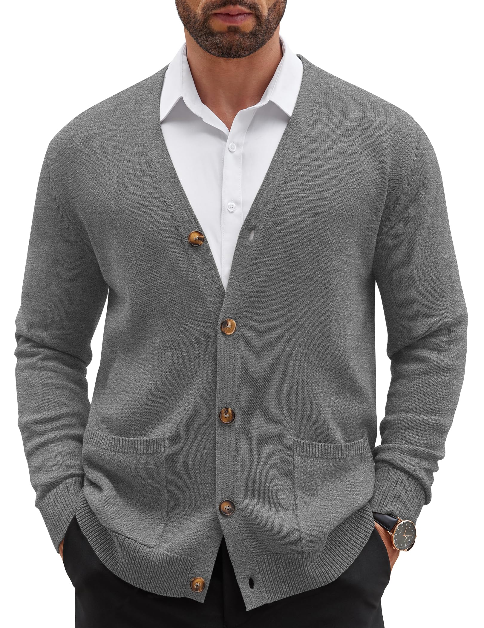COOFANDY Men's V Knit Cardigan