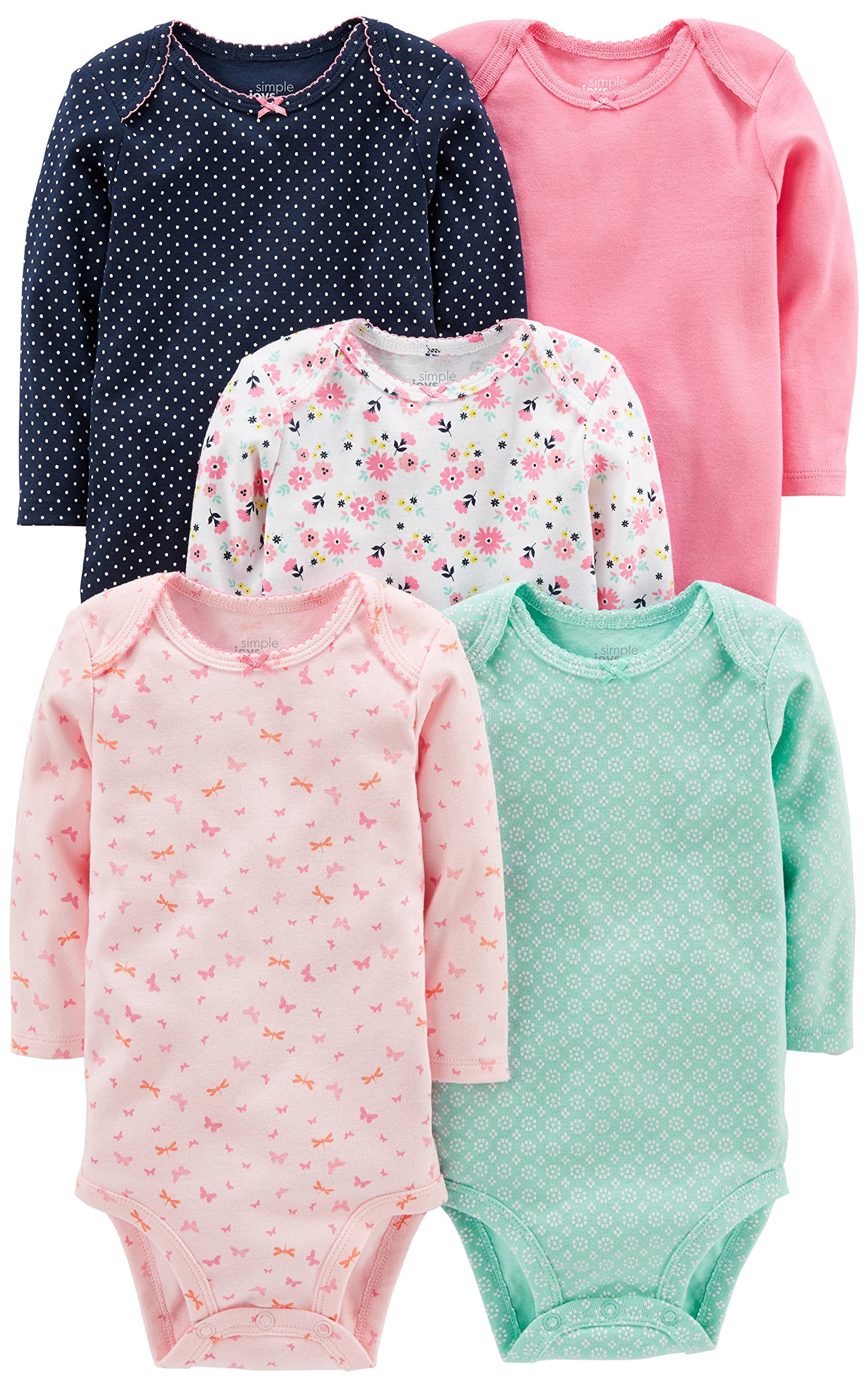 Simple Joys by Carter's Baby Girls 5-pack Long-sleeve Bodysuit