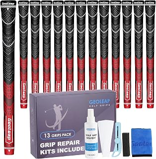 Geoleap Golf Grips Set of 13- Grips with Tapes and Grips with All Repair Kits for Choice,Hybrid Golf Club Grips All Weather Contral, High Feedback & Traction Golf Grips for Men and Women.