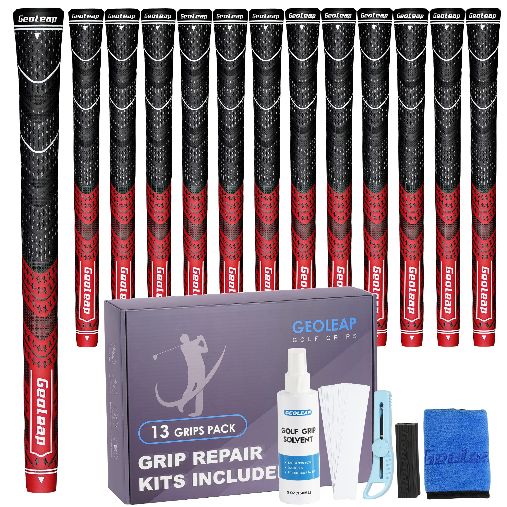 Geoleap Golf Grips Set of 13- Grips with Tapes and Grips with All Repair Kits fo