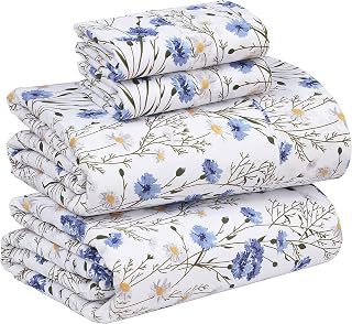 Ruvanti 100% Cotton Percale Sheets for Full Size Bed, 16" Deep Pocket - Fit