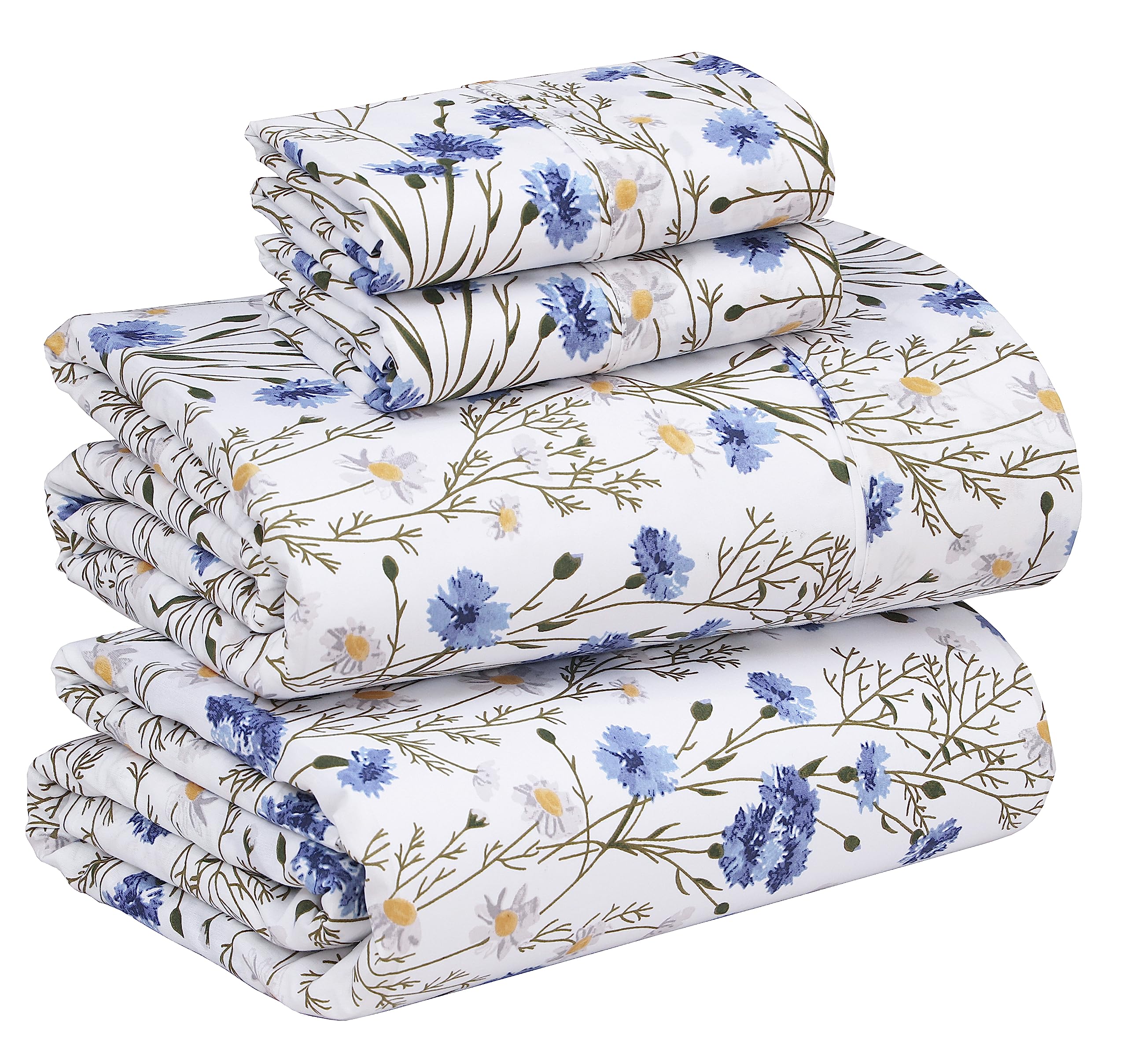 Ruvanti 100% Cotton Percale Sheets for Full Size Bed, 16" Deep Pocket - Fit