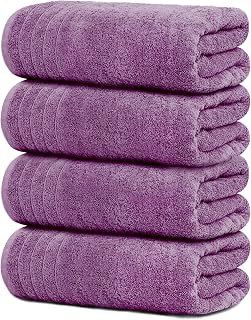 Tens Towels Pack of 4 Extra Large Bath Towels 30 x 60 Inches, 100% Cotton, Larger & Lighter Weight, Quicker to Dry, Super Soft and Absorbent, Perfect for Bathroom, Purple