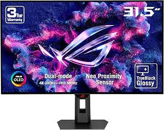 ASUS ROG Strix OLED XG32UCWMG monitor, 32" 4K TrueBlack Glossy, Dual Mode, 4K@240Hz, FHD@480Hz, 0.03ms, Heatsink, OLED Care Pro, Neo Proximity Sensor, VESA Display HDR 400 True Black, USB-C , HDMI 2.1