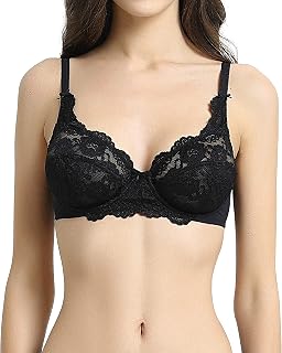 Vanever Women's Bra with Underwire Full Cup Lace Push Up Balconette Soft Cup Smooth Microfiber