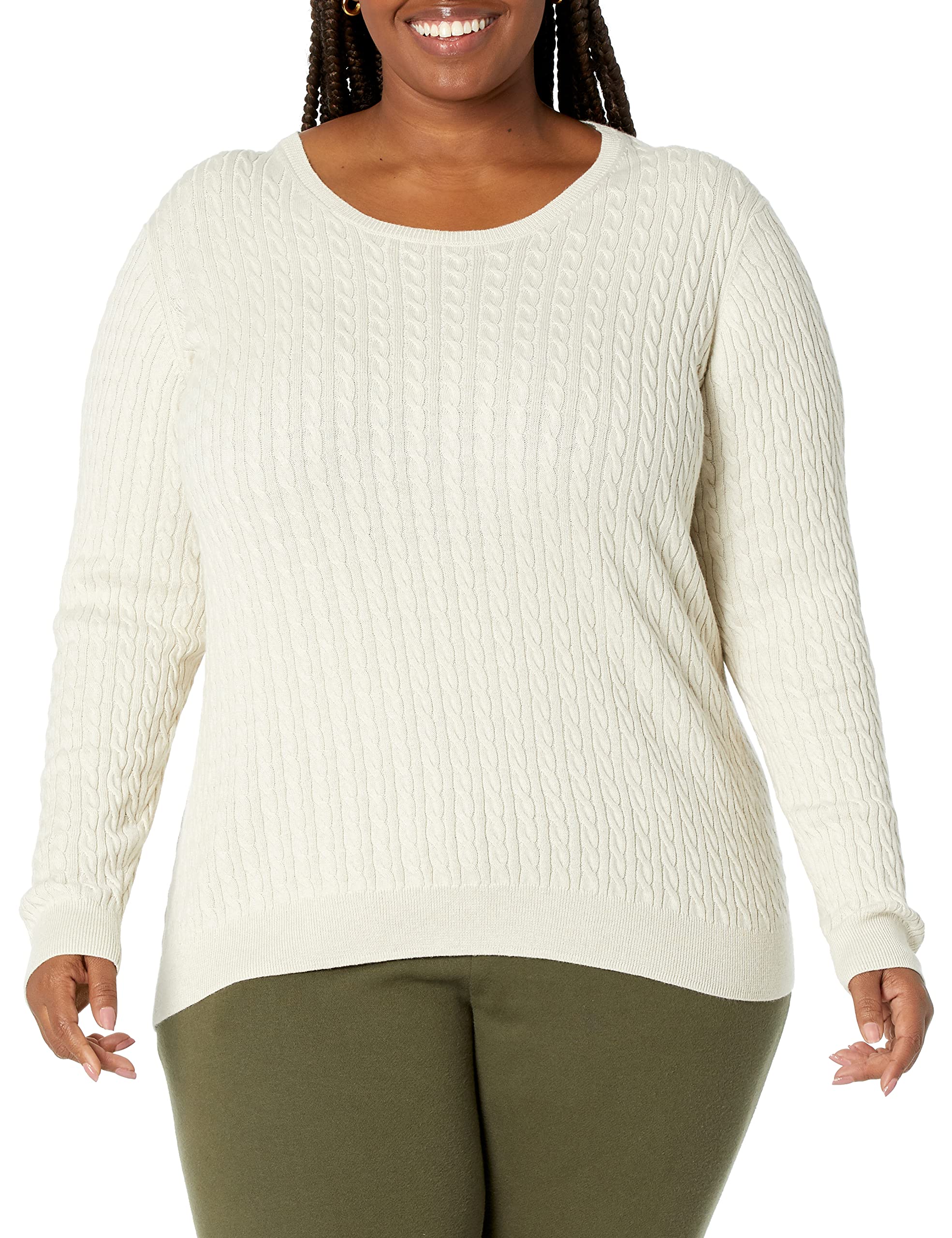 Amazon Essentials Women's Lightweight Cable Knit Crewneck Sweater, Long Sleeve