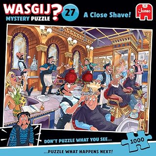 Wasgij Mystery 27 - A Close Shave - 1000 Piece Jigsaw Puzzle for Adults | Challenging, Brainteasing, Funny 1000 Pc Adult Puzzle - Large FSC Certified Jigsaw - Birthday & Christmas Gift - 68 x 49 cm