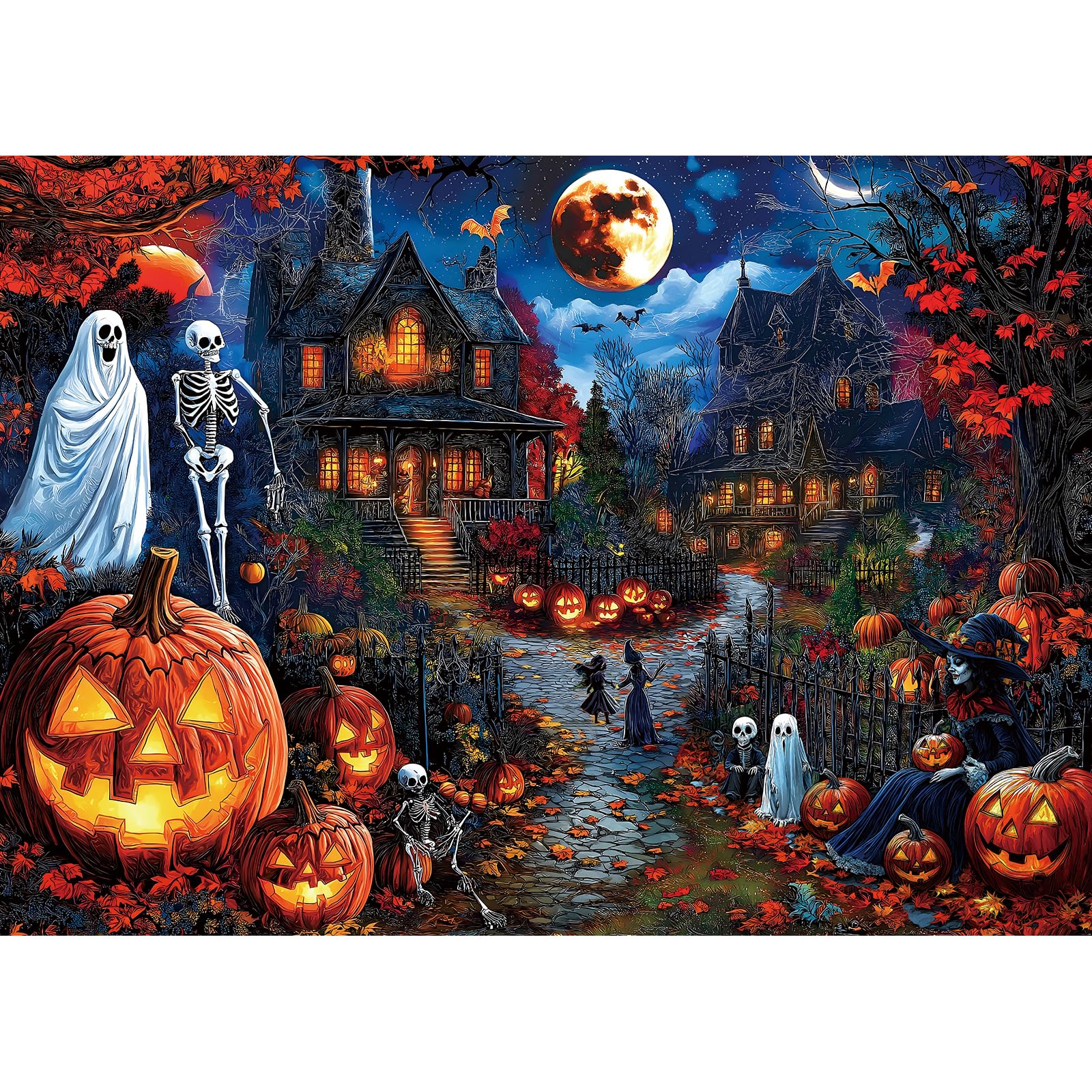 Blueforest Halloween 1000 Piece Jigsaw Puzzle for Adults - Spooky Ghosts, Skelet